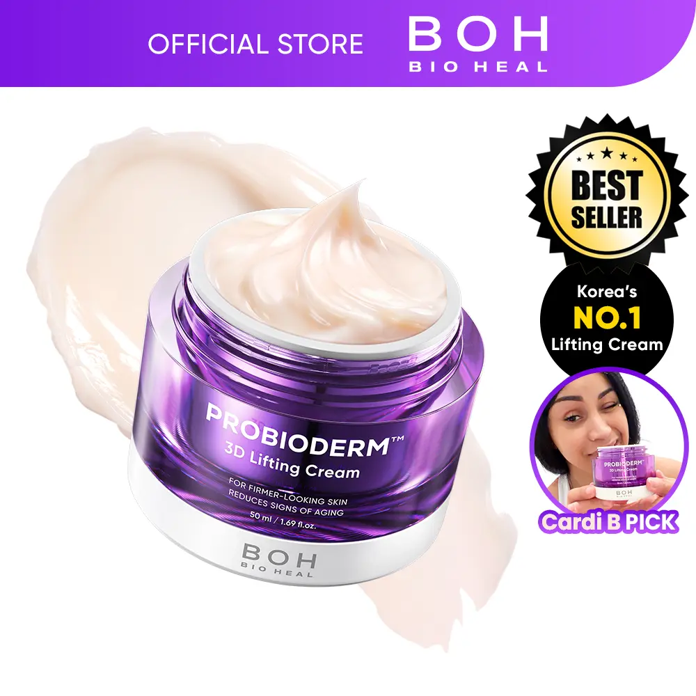 [Cardi B Pick] BIOHEAL BOH Probioderm 3D Lifting Cream 1.7 fl oz | Advanced Korean Facial Night Cream with 17-Peptide Complex & Probioderm for Wrinkles on Face and Neck, Butter-Rich Texture for Perfect Slugging