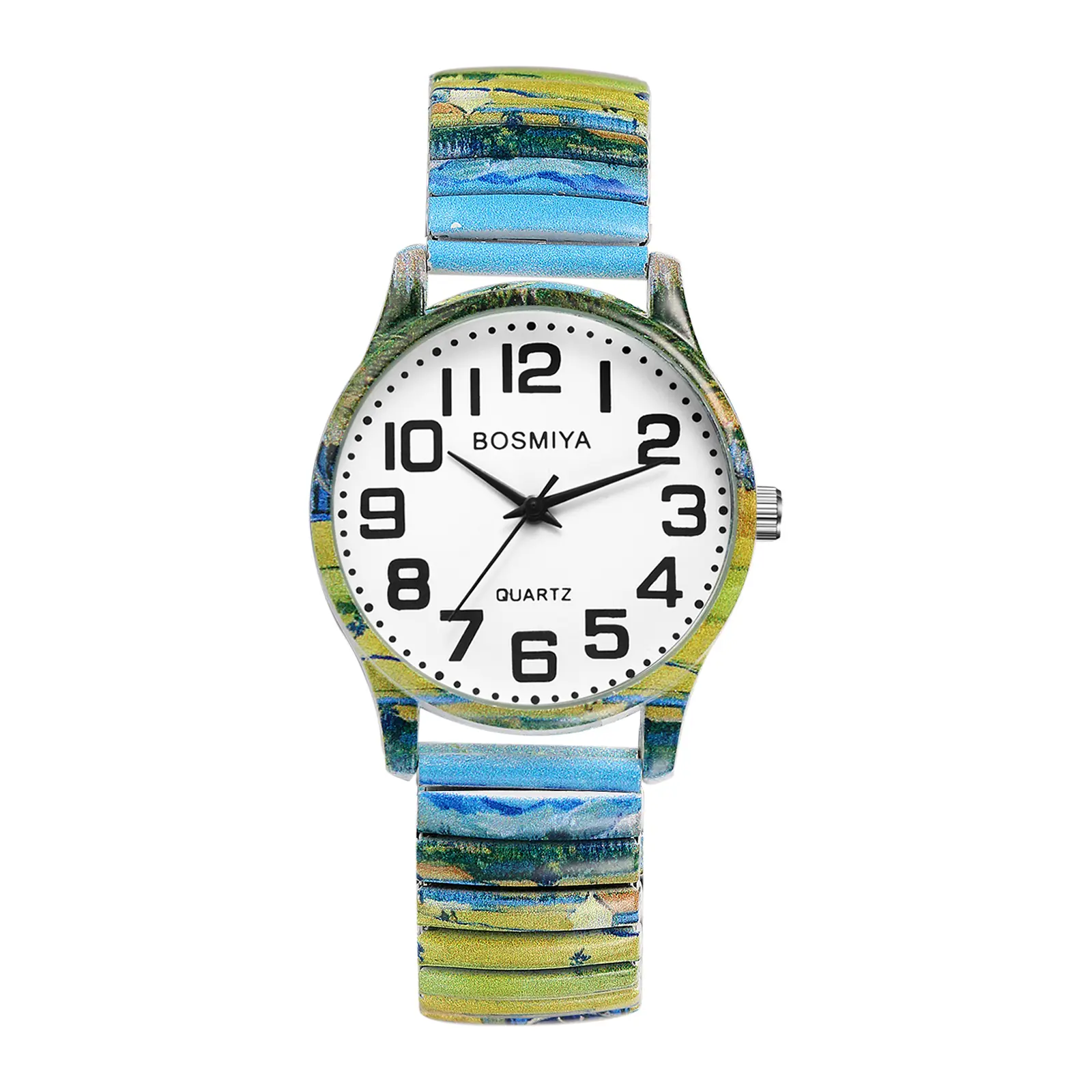 Ladies Expandable Bracelet Watches - Women Artistic The Harvest Expansion Band Quartz Analog Large Arabic Numerals Dial Wristwatch summerwins