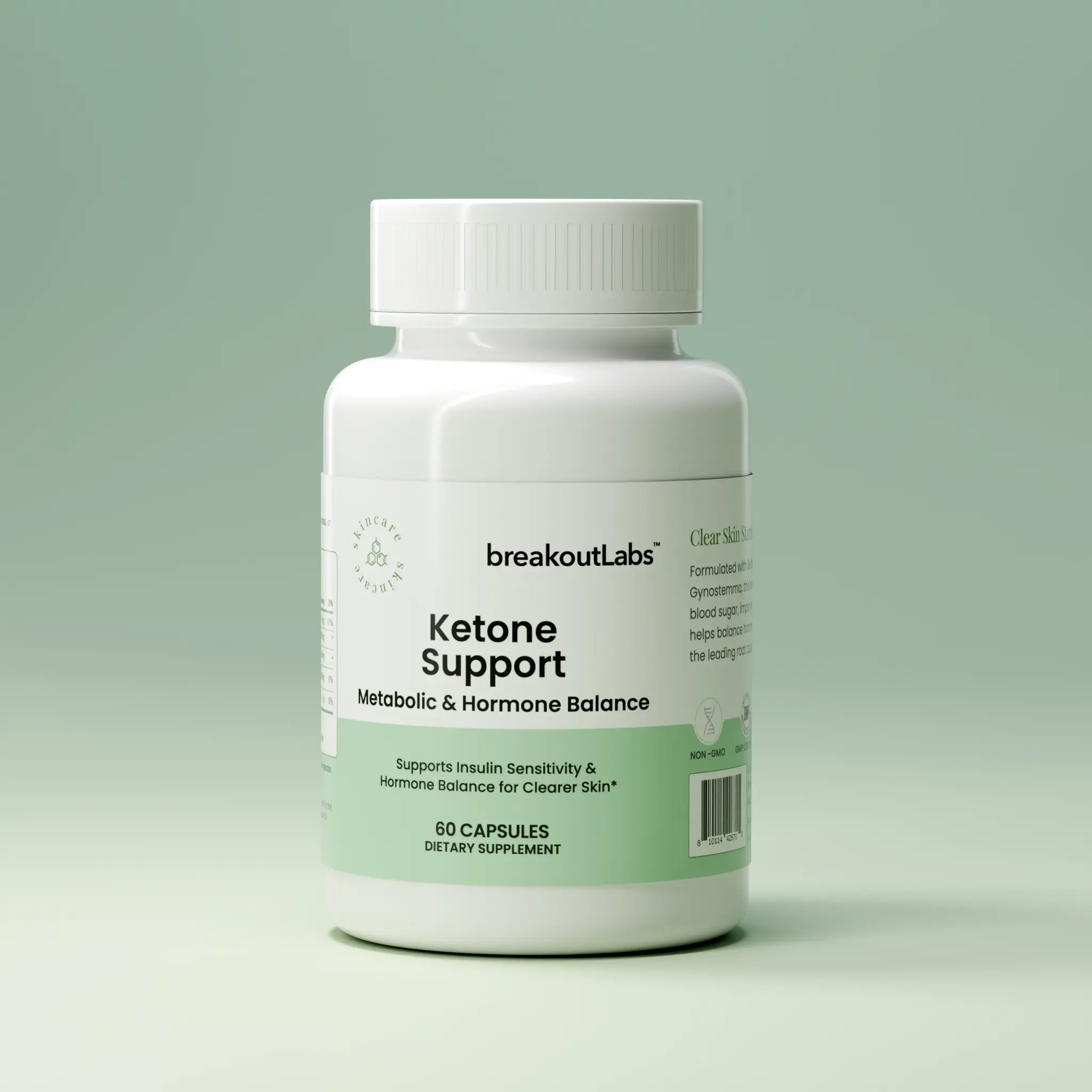 BreakoutLabs Ketone Support | Berberine for Hormonal Acne & Insulin Balance | PCOS Skin Supplement | Blood Sugar & Hormone Support for Clear Skin | 60 Capsules