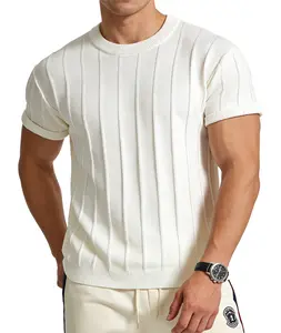 #SummerVibes Simple and retro knitted short-sleeved sweater, same style for both men and women, suitable for spring and autumn, round-neck casual and elegant sports t-shirt