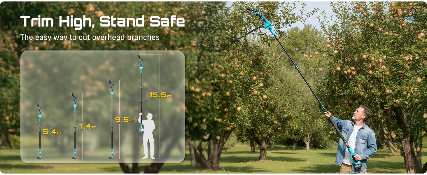 2-IN-1 Cordless 6-inch Electric Pole Saw, SeeSii Brushless Chain Saw with 2x 2.0Ah Battery, 16-Foot MAX Reach Brach Tree Saw with Extension Pole for Wood Cutting Garden CH600  #TikTokShopBlackFriday