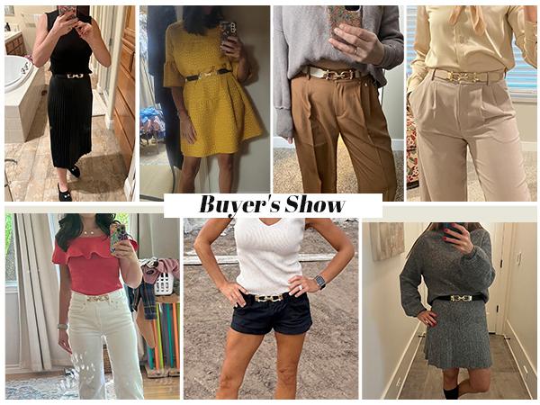 JASGOOD Women Stretchy Waist Belt Retro Elastic Skinny Belt for Ladies with Gold Buckle JASGOOD Women Stretchy Waist Belt Retro Elastic Skinny Belt for Ladies with Gold Buckle