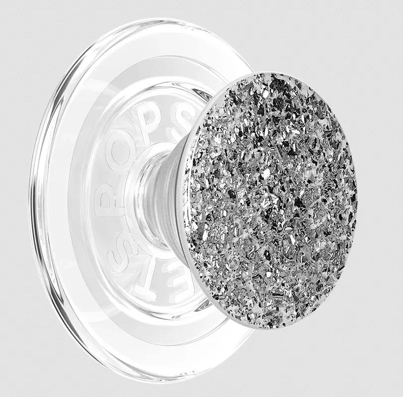 PopSockets Confetti Foil Silver MagSafe PopGrip - Mobile Cellphone Smartphone Accessory, Phone Holder Mount, Accessories, Magsafe Grip