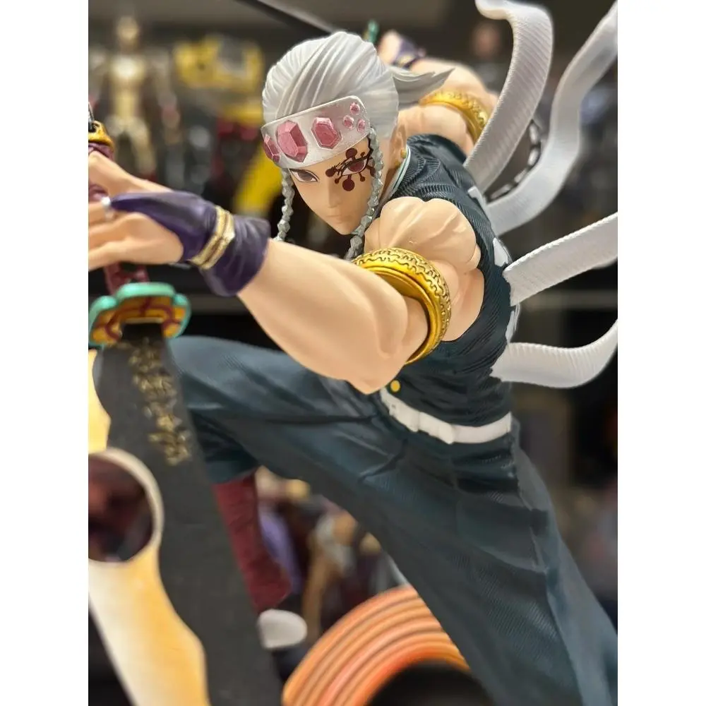 27cm Demon Slayer Uzui Tengen Figures 2 Heads Kimetsu No Yaiba Anime Figures Figurine Gk Pvc Statue Collectible Model Toys Gift