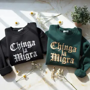 [Emmbroidered] Chinga La Migra Embroidered Sweatshirt, Abolish ICE Protest Shirt, Activist Streetwear, Human Rights Latinx Pride Statement Pullover Gift