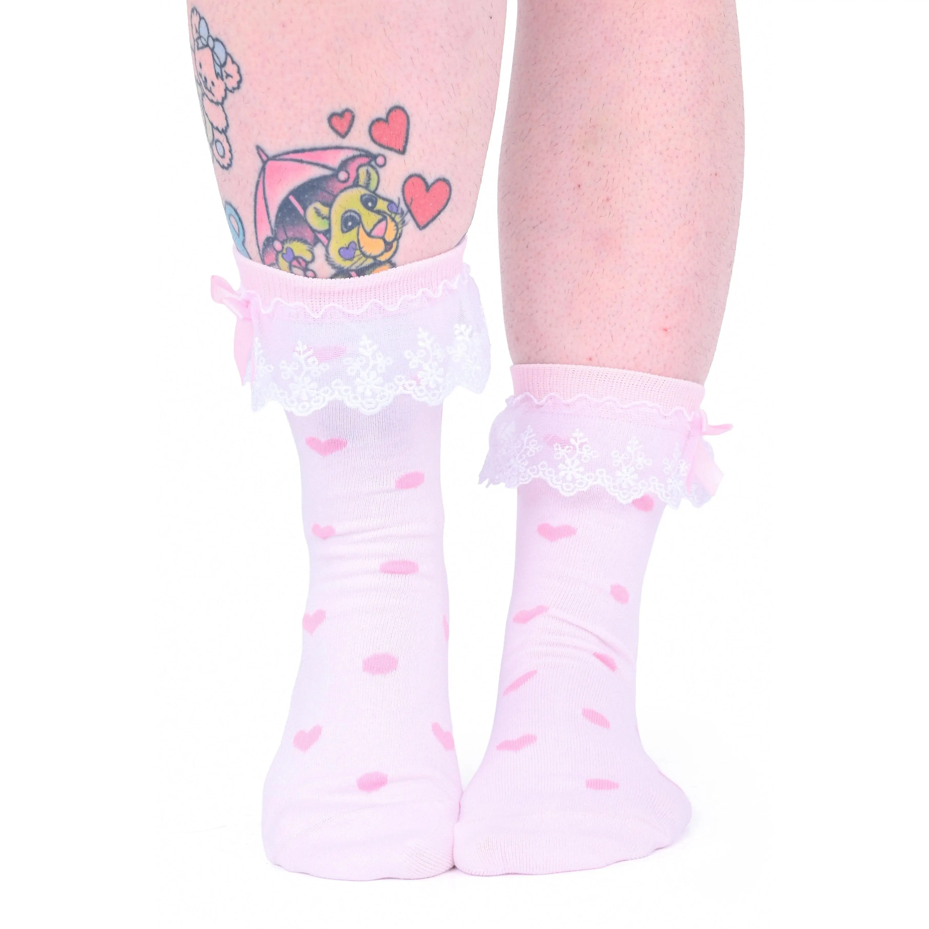 Heart Dot Ruffle Socks - Pink Heart Dot Ruffle Socks - Pink