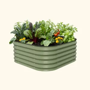 Vego Garden 17" Tall 4 In 1 Small Modular Metal Raised Garden Bed Kit for Urban Gardening Modern Home Decorative Flower Pot