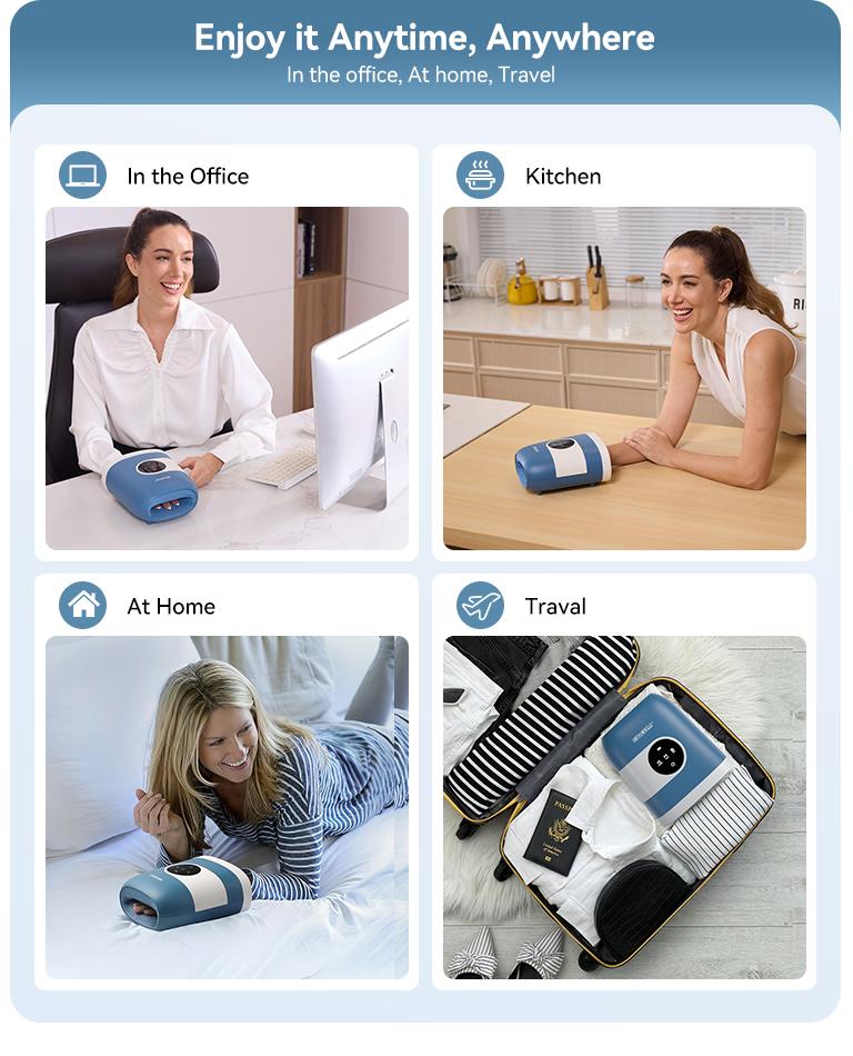 [Plus Model] CINCOM Upgraded Hand Massager, Cordless Finger Soother with Comfort Warmth, Customizable Settings, Rechargeable, Provides Soothing Relaxation, Wonderful Gift for Loved Ones