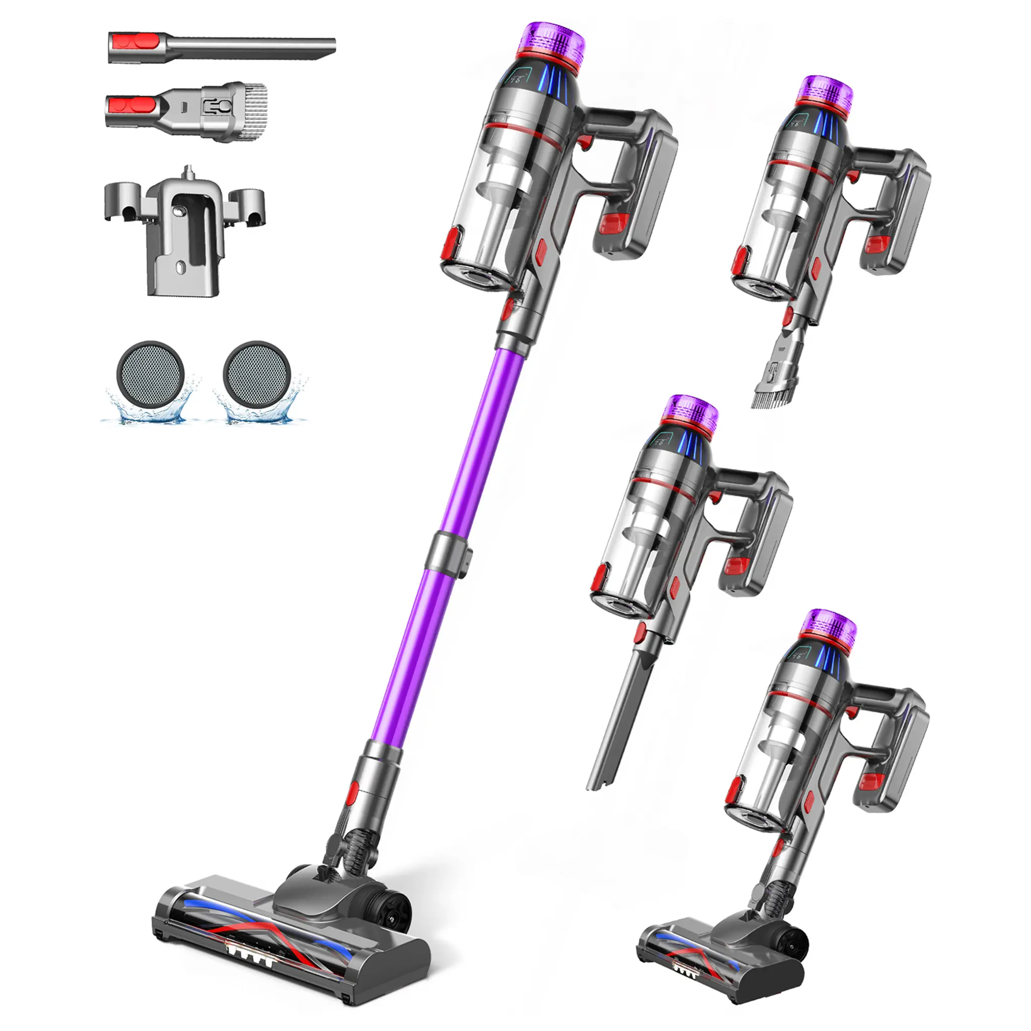 Cuzmok Cordless Stick Vacuum Cleaner - 250W Powerful Cordless Vacuum with HEPA Filter, Up to 40min Runtime & Tangle-Free Lightweight & Detachable Battery for Pet Hair Carpet Hardwood Floor Cleaning