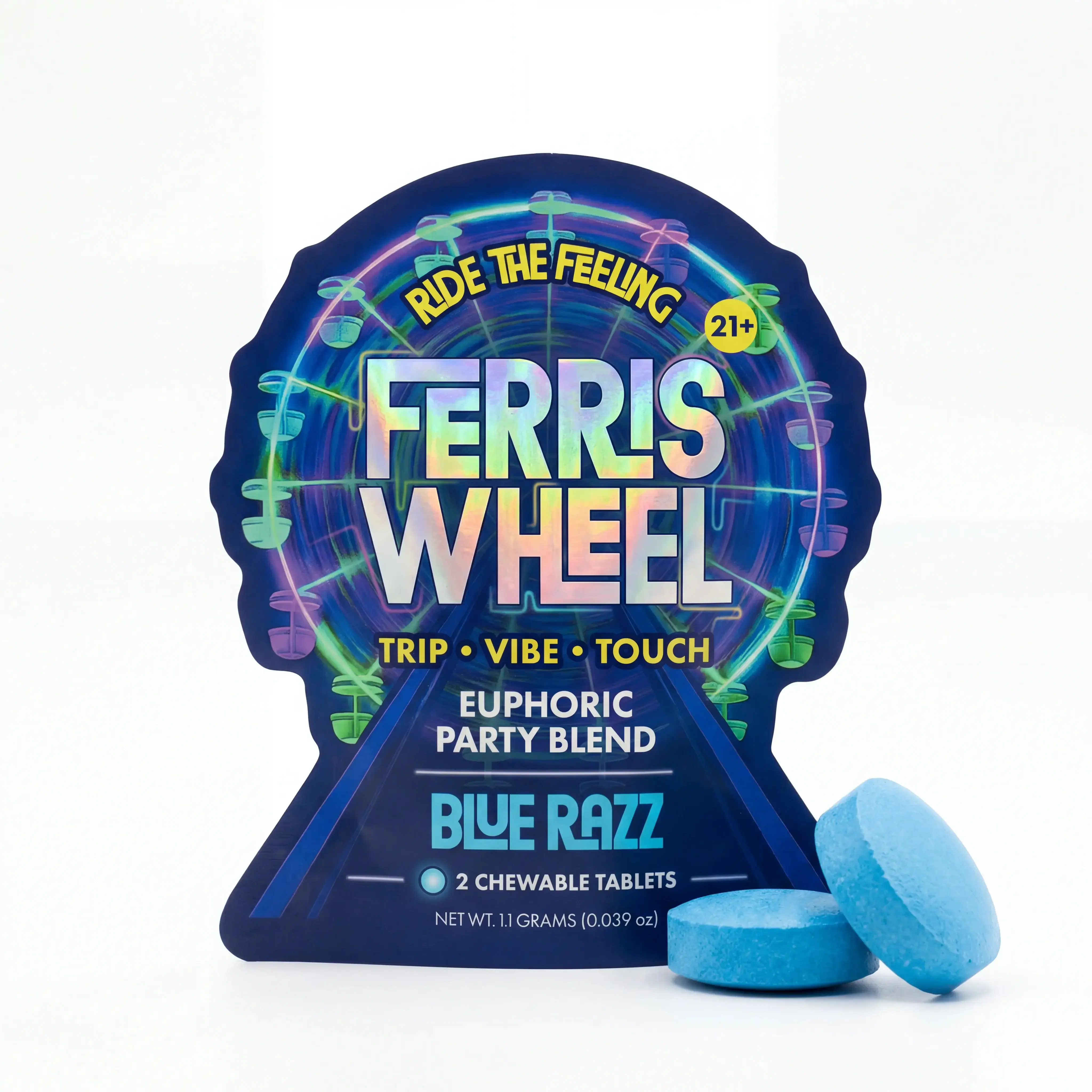 Ferris Wheel Nootropic Kanna Blend Blue Raspberry - 2 CT Natural Edible Supplement