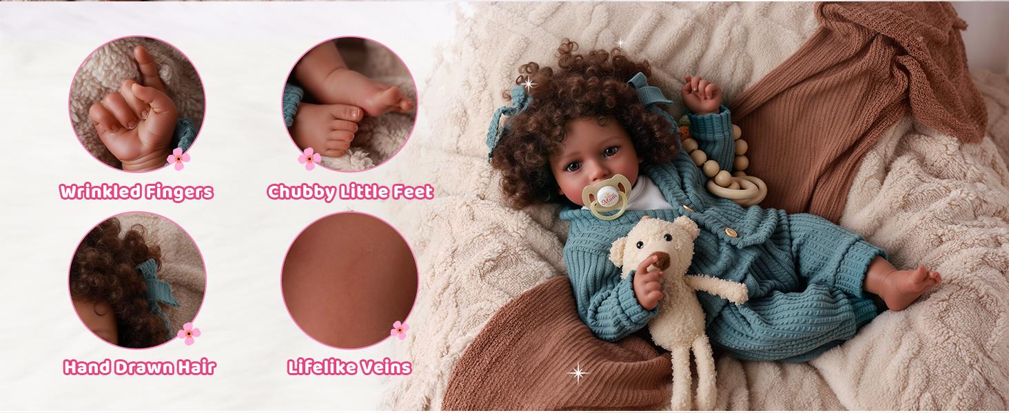 BABESIDE Lifelike Reborn Baby Dolls Black Girl Callie - 20 - Inch Soft Body Realistic Newborn Baby Doll Poseable Limbs Real Life Baby Dolls with Clothes and Toy Gift for Kids Age 3+ Rebornbabydoll BABESIDE Lifelike Reborn Baby Dolls Black Girl Callie - 20 - Inch Soft Body Realistic Newborn Baby Doll Poseable Limbs Real Life Baby Dolls with Clothes and Toy Gift for Kids Age 3+ Rebornbabydoll