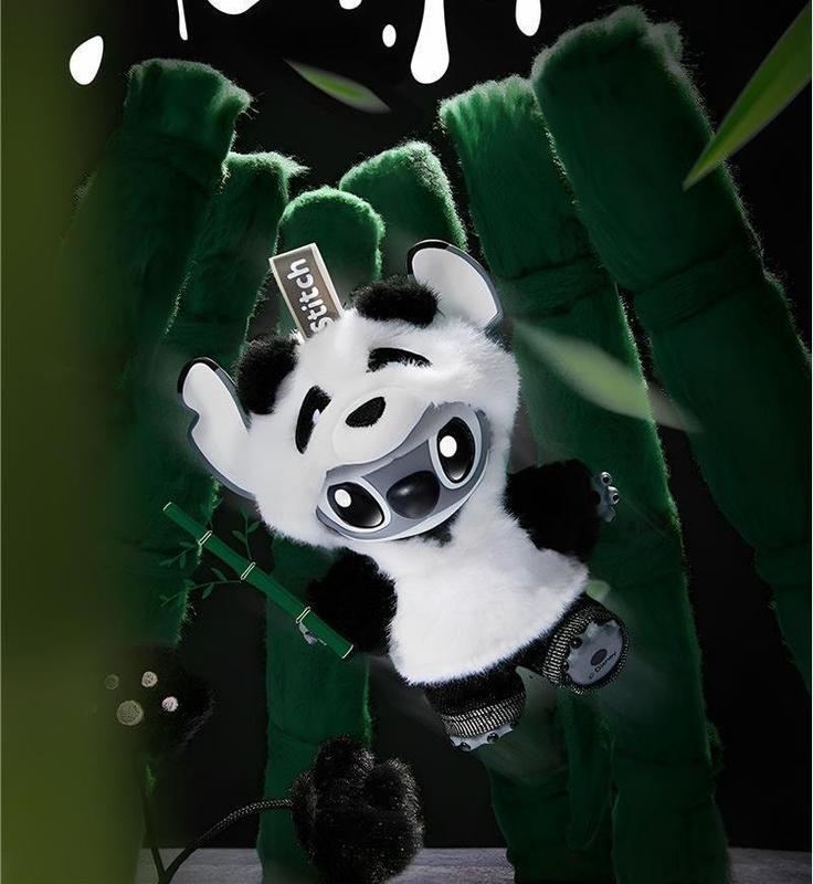 Disney Stitch Gen Z Street Style Series – Hang Card Edition Panda Plush | Removable Gloves & Fashion Outfits for Customizable Fun, A Poseable Collectible Blending Cool & Cute, Perfect Gift for Stitch Lovers,Best Gifts  genz street style Stuffed Animal