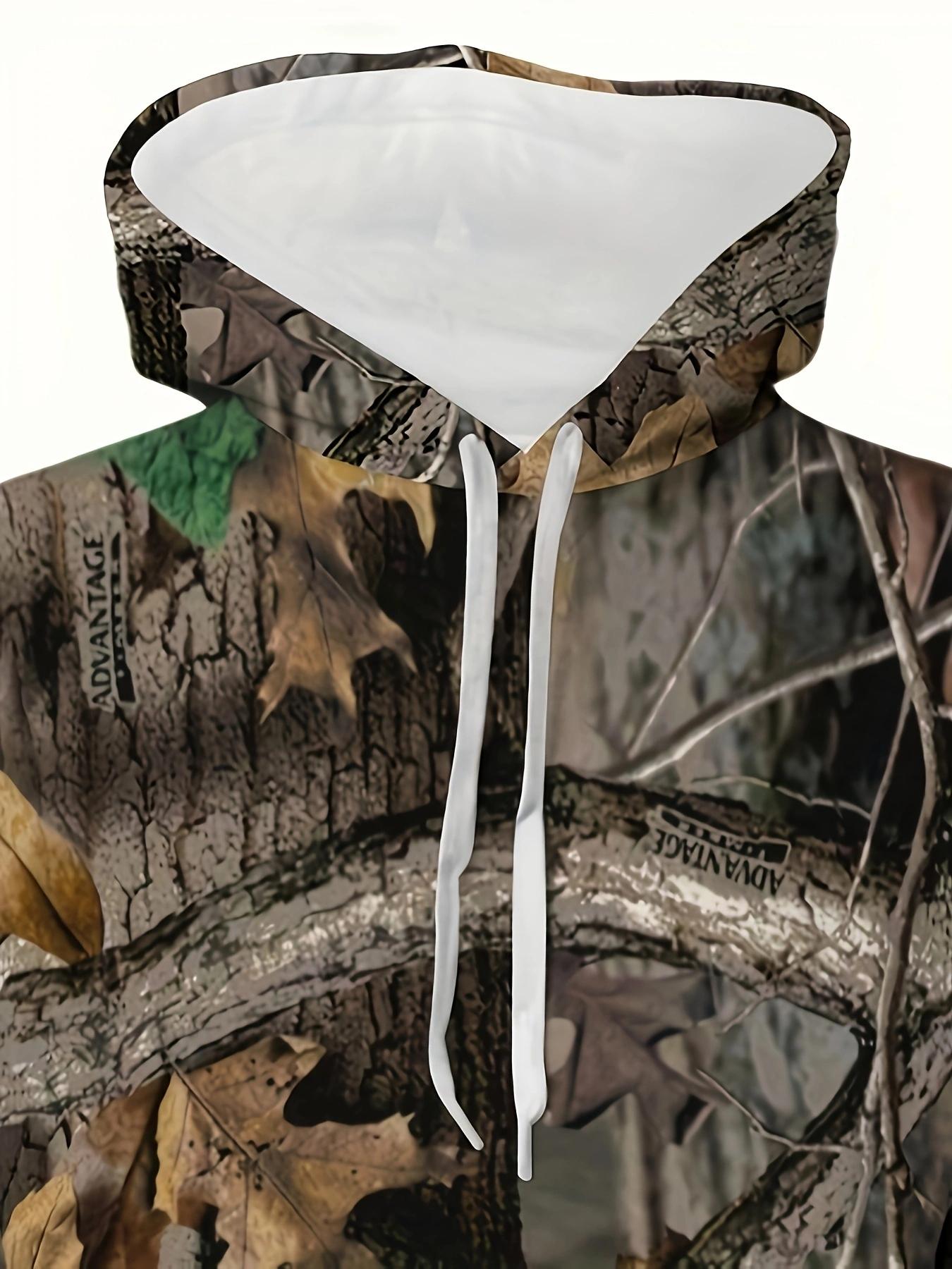 Men's Outdoor Camouflage Hoodie Set Trendy Street Sports Two-Piece Personalized Leaf Print Casual Jogger Set