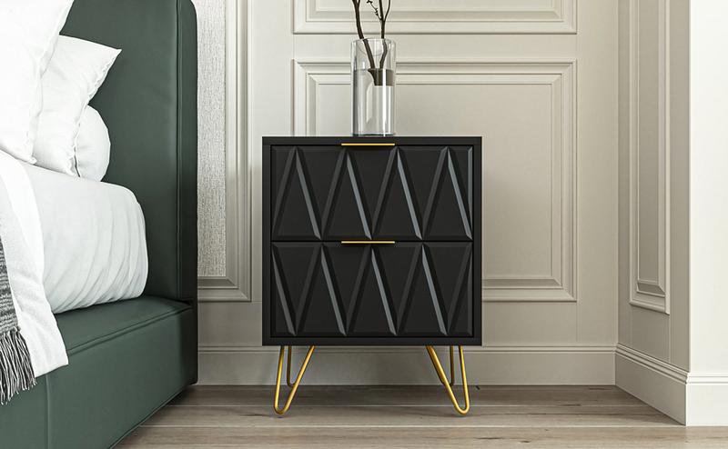 2pcs Nightstand Modern Bedside Table with 2 Drawers & Gold Metal Legs, Simple and Elegant Bedside Table,Night Stand Metal Legs for Bedroom Living Room