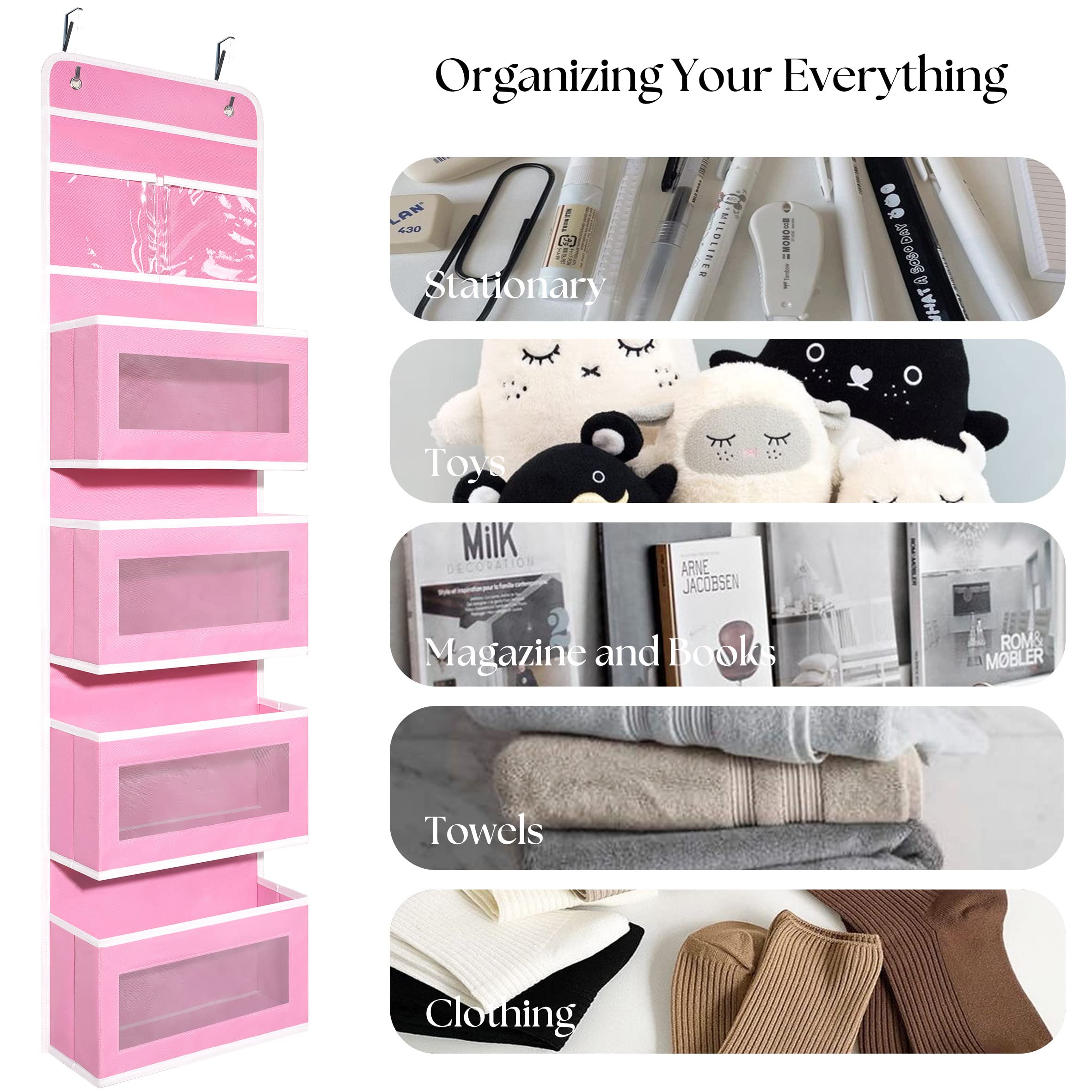 Over The Door Hanging Organizer 4 Large Compartments | Bedroom Closet Nursery Storage Rack | Space Saving Toys Clothes Accessories Organizer