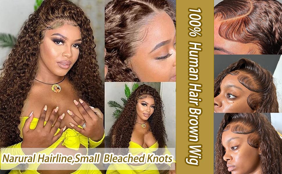 [30inch Only $129]Nervoss Hair 30 Inch Chocolate Brown Lace Front Wigs Human Hair 13x6 Deep Wave Lace Front Wigs Human Hair 180Density HD Colored Deep Curly Lace Frontal Wigs for Women Pre Plucked with Natural Hairline Brown Wig SummerVibes