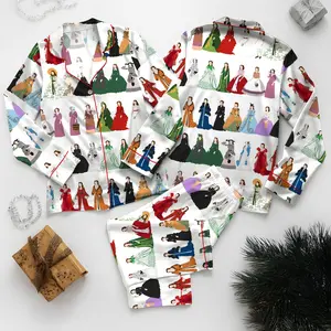 Scarlett O'Hara Dress Print Pajama Set, Vintage Gone With the Wind Sleepwear, Long Sleeve Satin PJs, Classic Movie Fan Gift