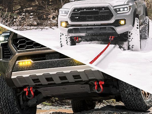 Nilight (2 Pack) Demon Front Tow Hook Mounting Bracket with 3/4” D-Ring Shackle Fit for 2009-2016 2017 2018 2019 2020 2021 2022 2023 Toyota Tacoma, with 7/8" Screw Pin and Isolator Rubber Washers