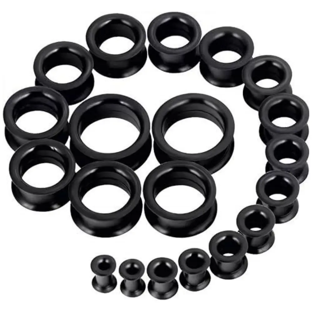 10 Pairs Unscented Silicone Ear Gauge Stretching Kit, Soft Flexible Multi-Size Tunnels Plugs, 6mm-25mm Double Retainers for Ear Stretching (Beauty & Personal Care)