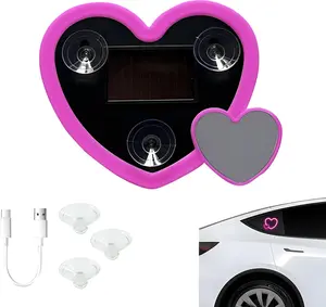 Solar Powered Car LED Ambient Light - Double Heart Shaped Neon Accent for Rear & Side Windows|Romantic Gift for Christmas,Valentine's Day, Date Night|5 Modes Wireless Car Lights