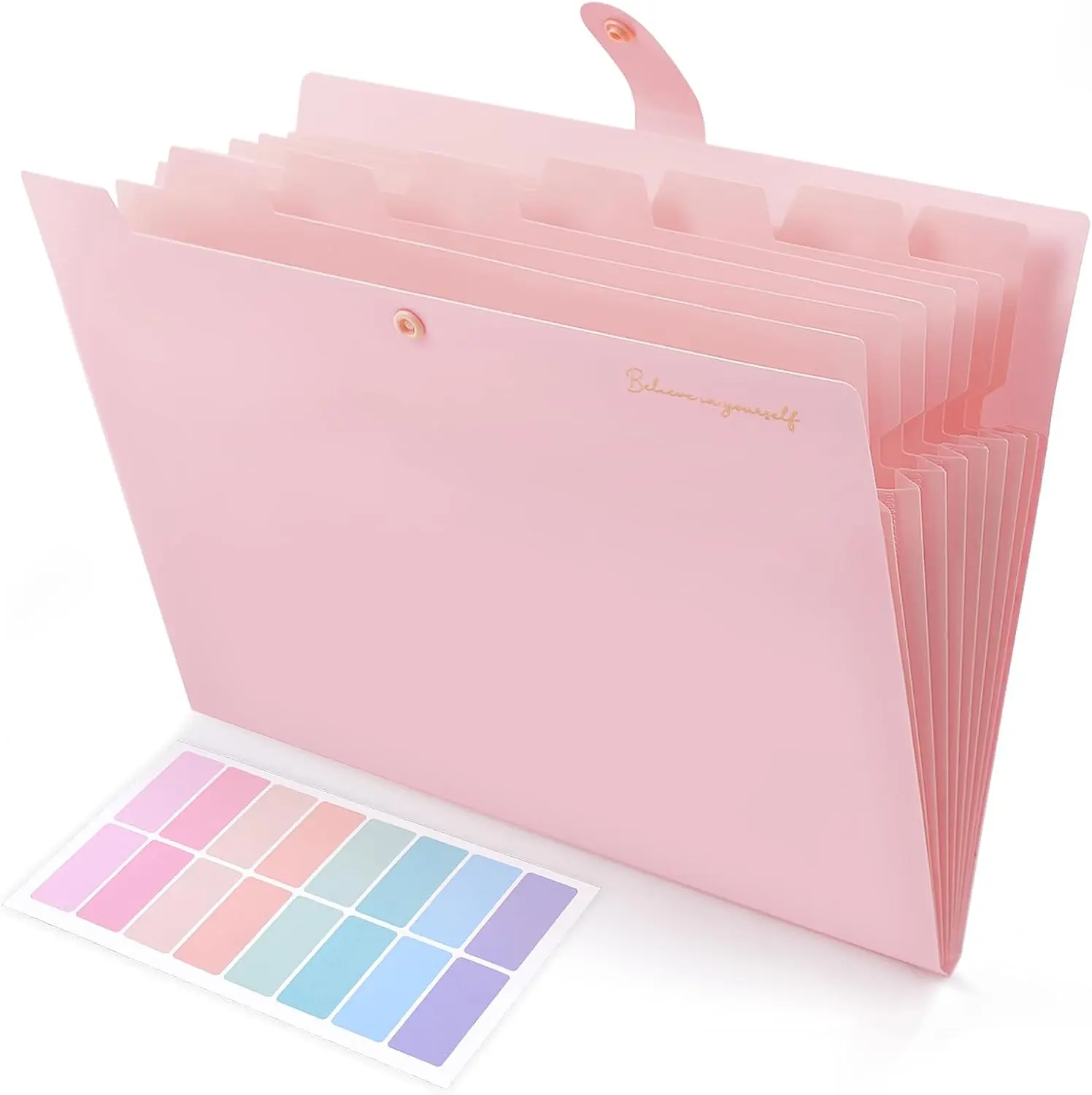 8-Compartment Expandable Accordion Folder, 12.8x9.8in Letter & A4 Compatible Office Filing Organizer, 6 oz Waterproof PP Lightweight Durable Stationery with Hidden Inner Card Holder, Files Organizer, Office Accessories