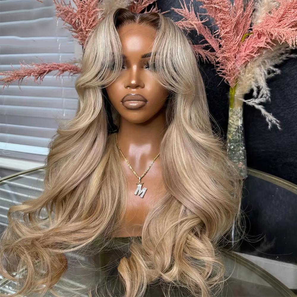 13x6 Ombre Highlight Ash Blonde Lace Front Wigs Human Hair 180% Density Ash Blonde Body Wave Lace Frontal Wigs For Black Women 13x6 Lace Front Wig Pre Plucked With Baby Hair SpringStatements
