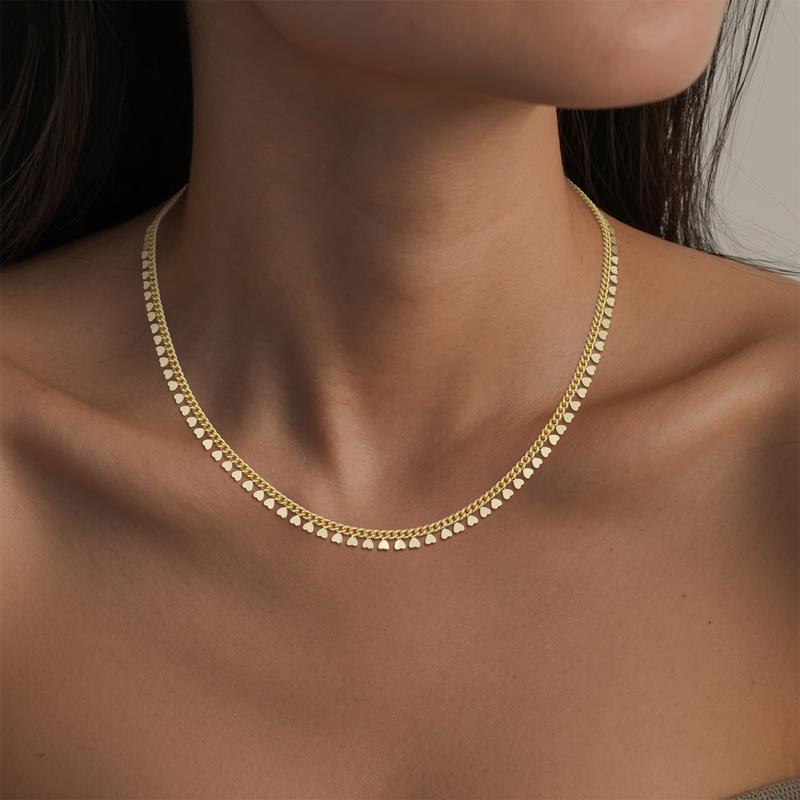 MEIITRUE 14K Gold Plated Heart Charm Necklace for Women, Hypoallergenic Fade-Resistant Dainty Chain Necklace, Trendy Jewelry Gift for Girls