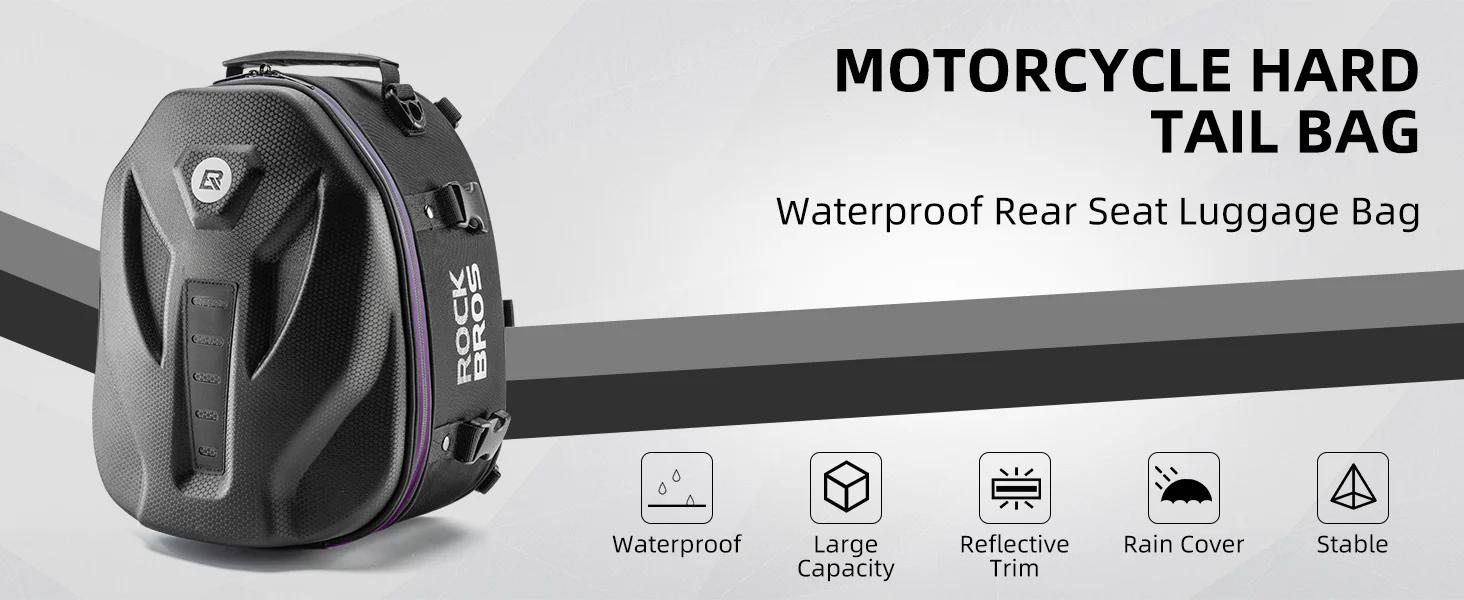 ROCKBROS Waterproof Tail Motorcycle Tail Rear Seat Bag 12.5L Storage Backpacks Hard Shell