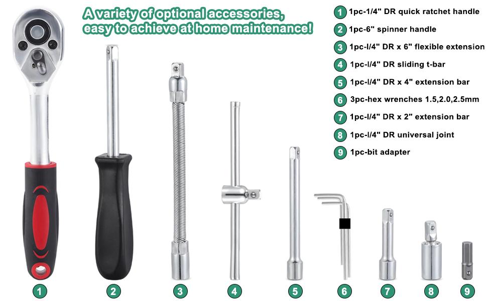 46pcs Car Repair Machinery Tools Set, Household Machinery Tools, Socket Wrench Diy Repair Tool Kit, Ratchet Screwdriver Compatible with Car Repair & Bicycle Repair, Hardware Toolbox Compatible with Auto Repairing & Household, Christmas Gift for Husband