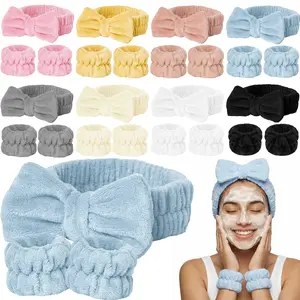 Multicolor Face Washing Soft Headband & Wristband Set, 2 Counts/set Face Washing Elastic Headbands & Wristband, Makeup Tool for Women & Girls