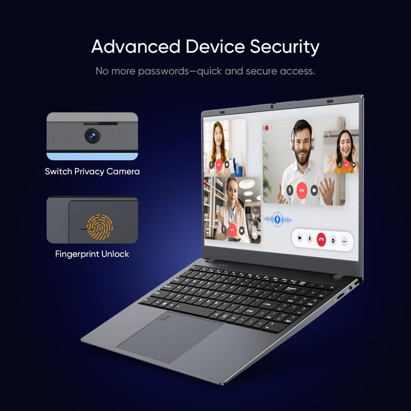 2026 Newest Business Laptop 15.6″ FHD IPS Display, Intel N5095 4-Core 16GB DDR4 512GB SSD 2TB Expandable Backlit Keyboard Fingerprint Reader Long Battery Life Wi-Fi 5 Bluetooth 5.0 Gray