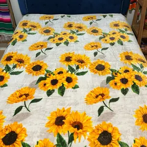 White & Yellow Sunflower King Size Blanket