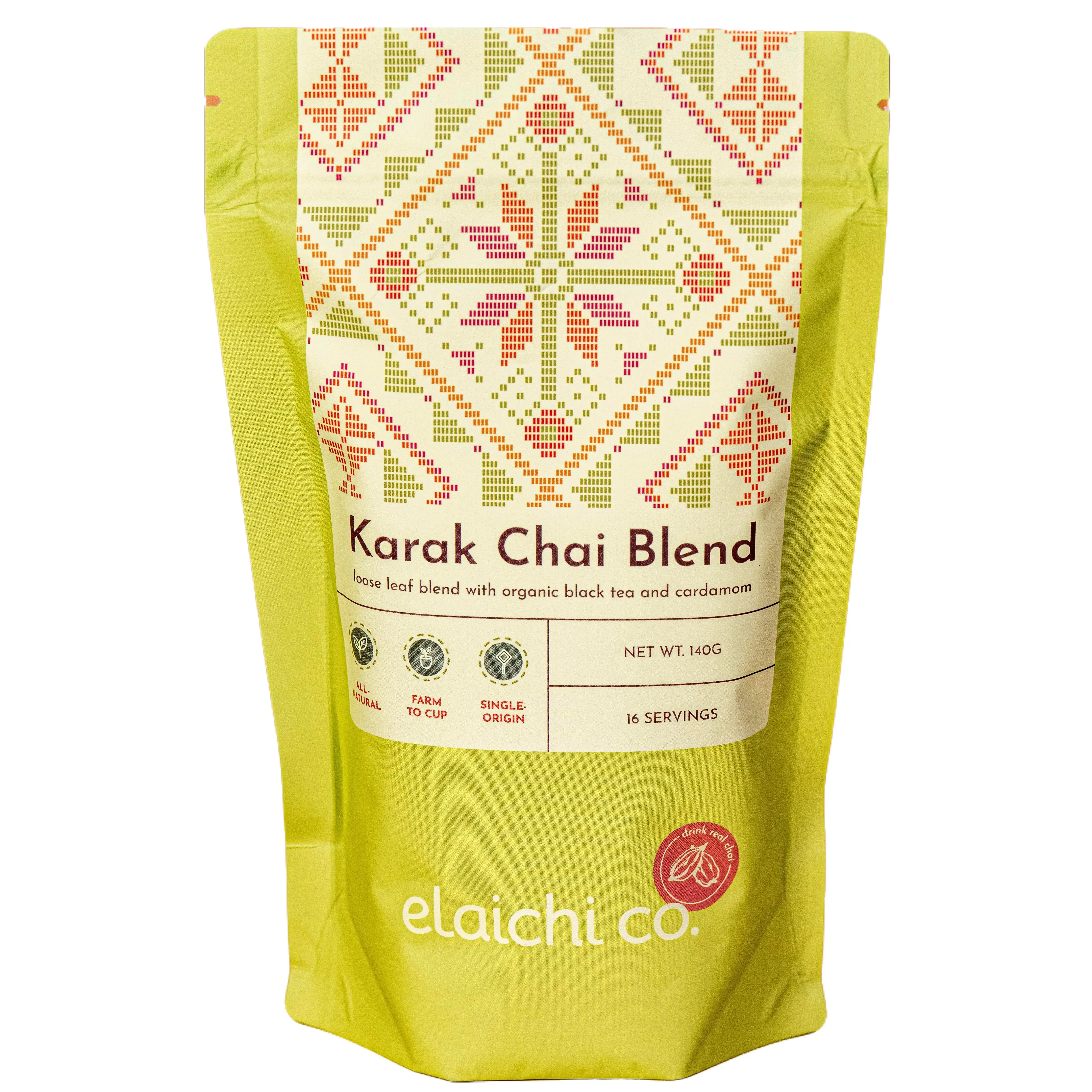 Elaichi Co. Organic Karak Chai Blend Loose Leaf with Black Tea & Cardamom 140g 16 Servings Milk Chai Beverage