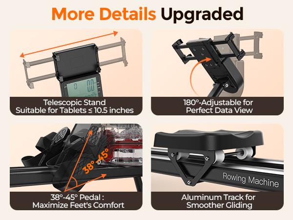 YOSUDA Water Rowing Machine for Home Use, Bluetooth App Compatible, Extra-Long Rail for Taller Athletes, Comfortable Seat YOSUDA Water Rowing Machine for Home Use, Bluetooth App Compatible, Extra-Long Rail for Taller Athletes, Comfortable Seat