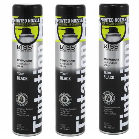 Unisex 3-Pack 84ml Temporary Hair Color Spray Bottles, Wash-Out Haircare Formula for Root Touch-Up & Highlights, Black/Blonde/Silver Shades for All Hair Types, Keeps Roots Look Fresh