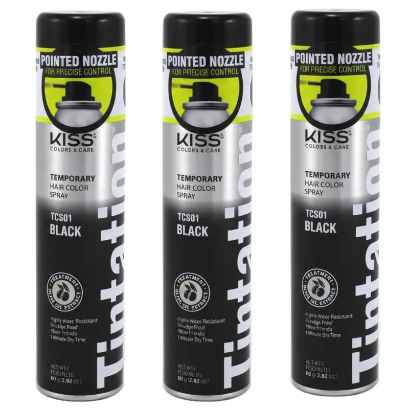 Unisex 3-Pack 84ml Temporary Hair Color Spray Bottles, Wash-Out Haircare Formula for Root Touch-Up & Highlights, Black/Blonde/Silver Shades for All Hair Types, Keeps Roots Look Fresh