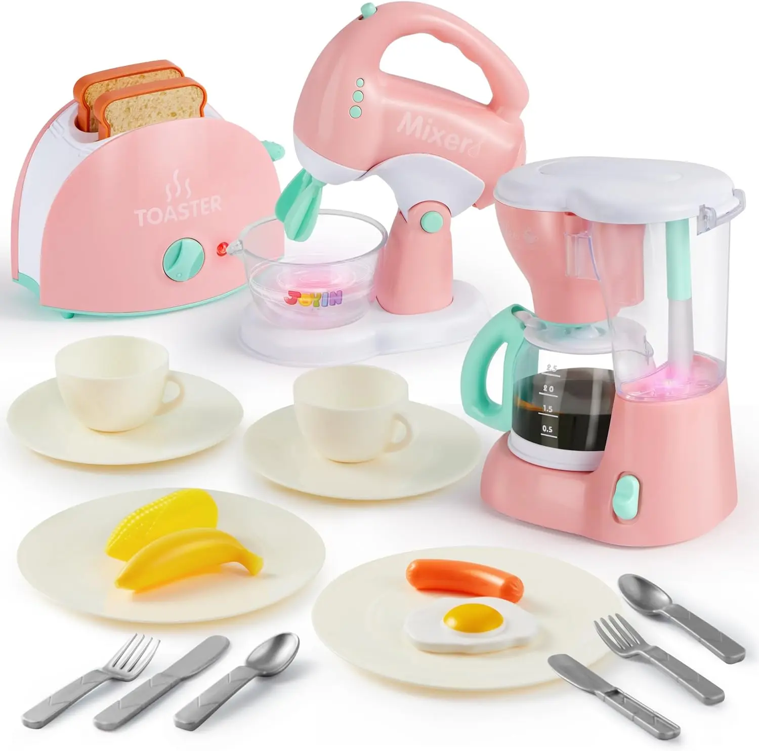 2026 Toys for Kids Pretend Kitchen Toys, Play Kitchen Accessories Set for Kids, Coffee Maker, Mixer, Toaster with Realistic Lights& Sounds, Kitchen Appliances Toys, Birthday Gift for Kids Kids Outdoor Play teen girl gifts