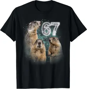 100% Cotton Funny Three Groundhog 67 Groundhog Head Groundhog Day T-Shirt