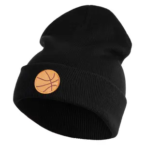 Small Basketball Iron on Patched 12 Inch Long Knitted Beanie