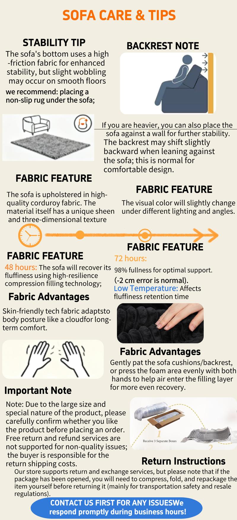 [3 or 2 Packages Shipped] [sectional sofa couch] Niccae U-shaped Modular Sectional Sofa, Compressed Corduroy Fabric, Modern Style Living Room Sofa Bed, Space-Saving Recliner Design - Convertible Corduroy Sectional Sofa