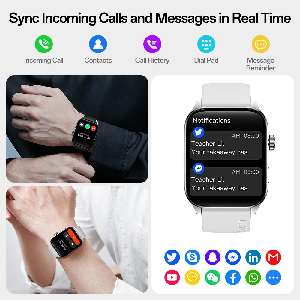 Aolon Curve3 lightweight Smartwatch with Answer/Make Calls/Message Reminder, 1.93'' IPS Screen, IP68 Waterproof, Custom Buttons, Digital Crown, 110+ sports modes for Outdoor Fitness, Workout, Men Women's Gifts, iPhone&Android Compatible