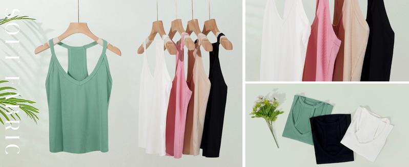 TANKANEO Womens Racerback Tank Tops Summer V Neck Ribbed Knit Yoga Workout Camisole Top