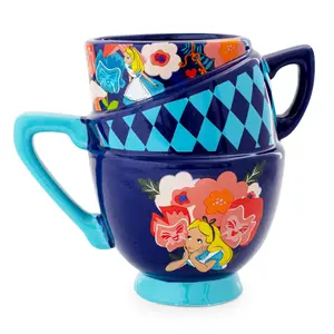 Disney Alice in Wonderland Stacked Teacups Sculpted Ceramic Mug | Holds 20 Ounce