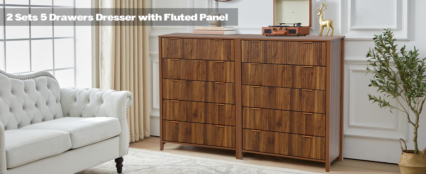 Giratree 4 5 Drawer Dressers for Bedroom, Modern Closet Chest of Drawers with Waveform Fluted Panel, Large Wood Storage Dresser Organizer for Nursery Bedroom Living Room Hallway Closet Giratree 4 5 Drawer Dressers for Bedroom, Modern Closet Chest of Drawers with Waveform Fluted Panel, Large Wood Storage Dresser Organizer for Nursery Bedroom Living Room Hallway Closet