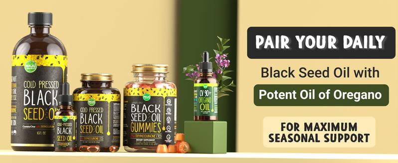 MAJU Black Seed Oil & Oregano Bundle - Immune Duo, Seasonal Support, Topical Skin Remedy, Edible or Topical Uses for Body Care, Comfort, Cosmetic