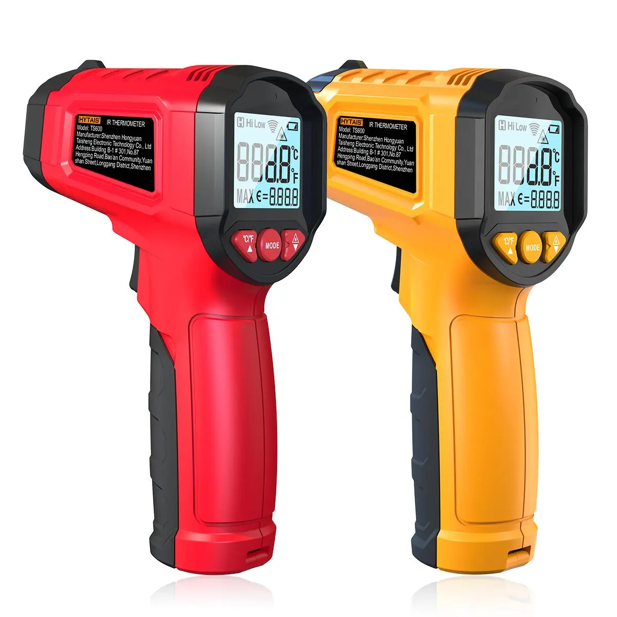 1 pc TS600 Digital Infrared Thermometer Sensor, Non Contact IR Temperature Gun, 0.1-1 Emissivity Adjustable, -50°C~600°C(-58℉-1112℉) Handheld Temp Measure Measuring for Household Cooking Pizza Oven Kitchen Gadgets Kitchenware Food Thermometer