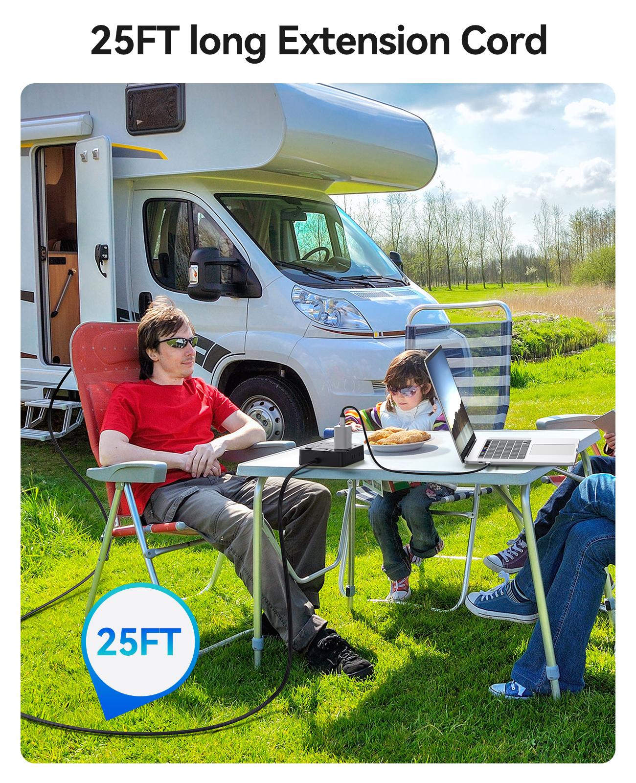 Surge Protector Power Strip, Outlet Extender with 8 Outlets 4 USB Ports (2 USB C), Overload Protection, Long Extension Cord with Multiple Outlets for Indoor, Home, Office-SP1