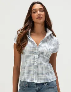 LOVE TREE Womens Plaid Button Up Shirt