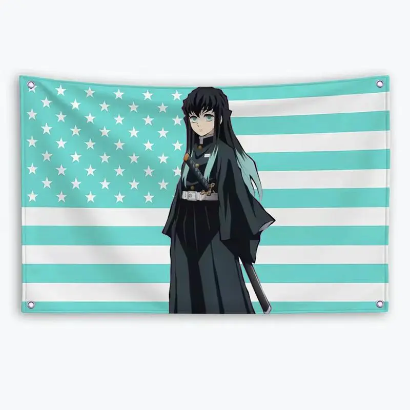 Muichiro Tokito American Flag Anime Demon Slayer: Kimetsu No Yaiba Banner Outdoor Decor Decoration Garage Flags Tapestry Flag