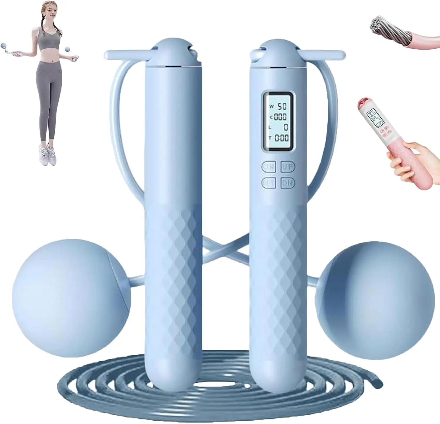 Skipping Rope with Counter 2026 New Cordless Jump Rope Smart Jump Rope Intelligent Adjustable Digital Timer Counting Jumprope with LCD Display unbreakable handle TikTokShop BlackFriday Home Workout Equipment